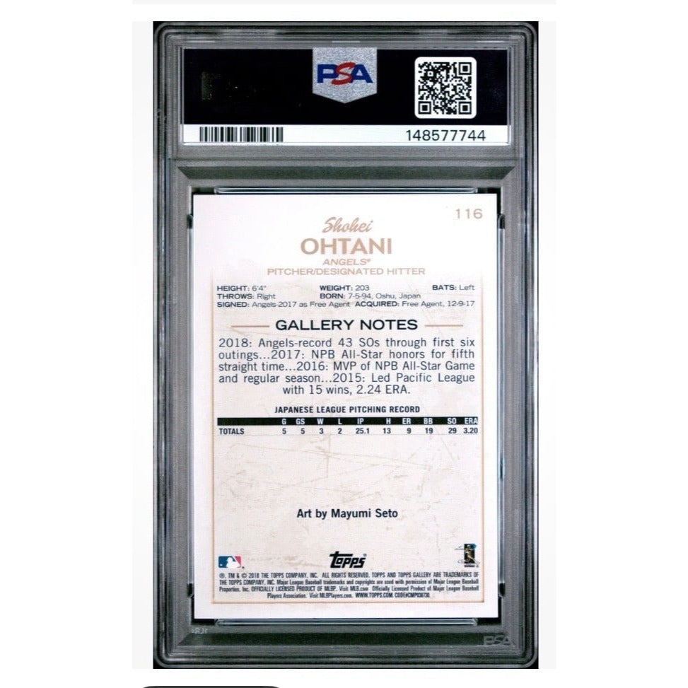 Shohei Ohtani RC 2018 Topps Gallery #116 PSA 9 MINT MLB LA Angels Dodgers