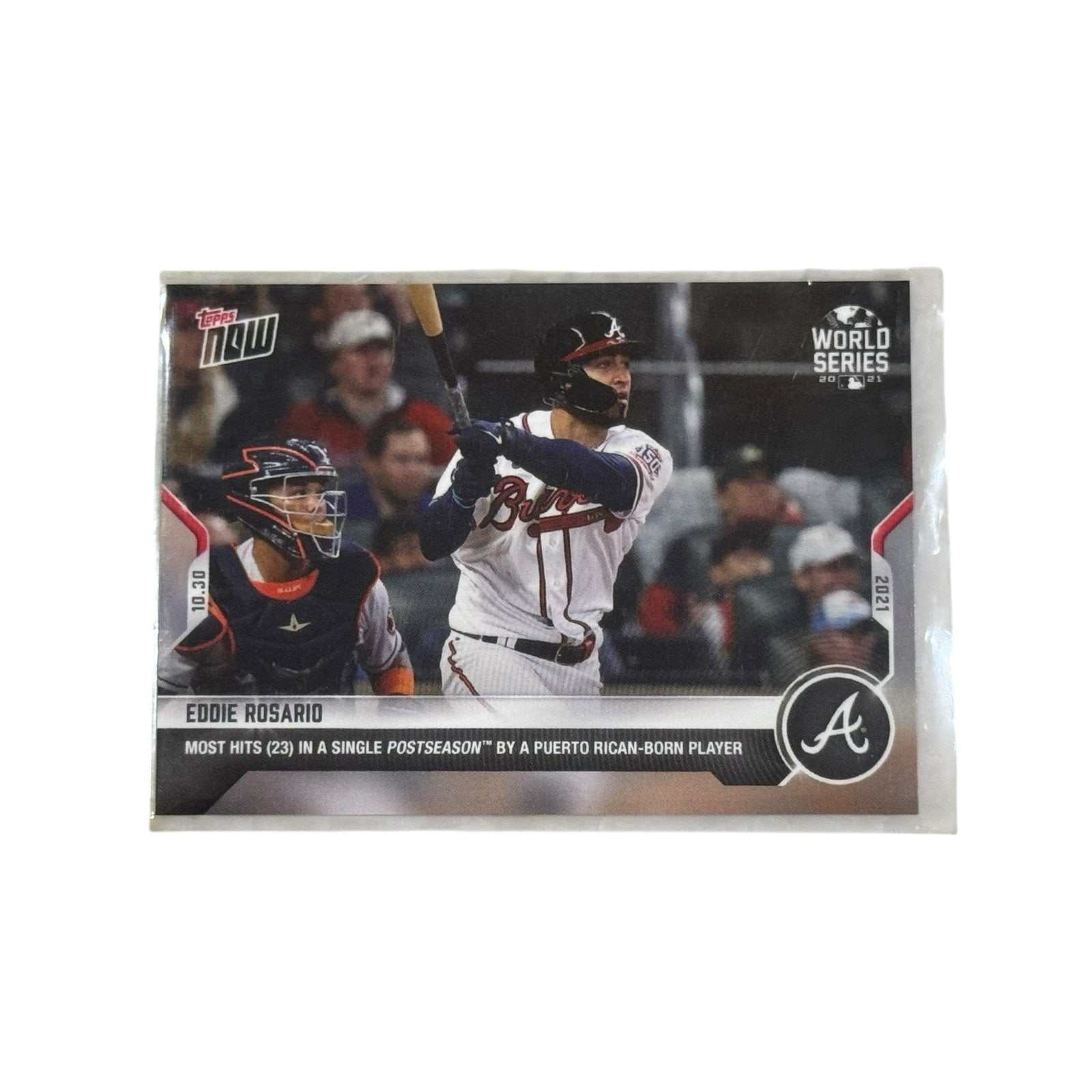 WORLD SERIES Eddie Rosario Topps NOW MLB card Atlanta Braves most hits record postseason collectible