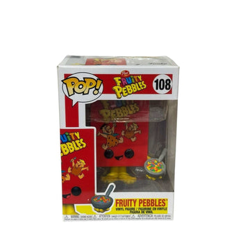 Fruity Pebbles Funko Pop vinyl figure in original packaging featuring Post cereal box design and colorful cereal bowl accessory