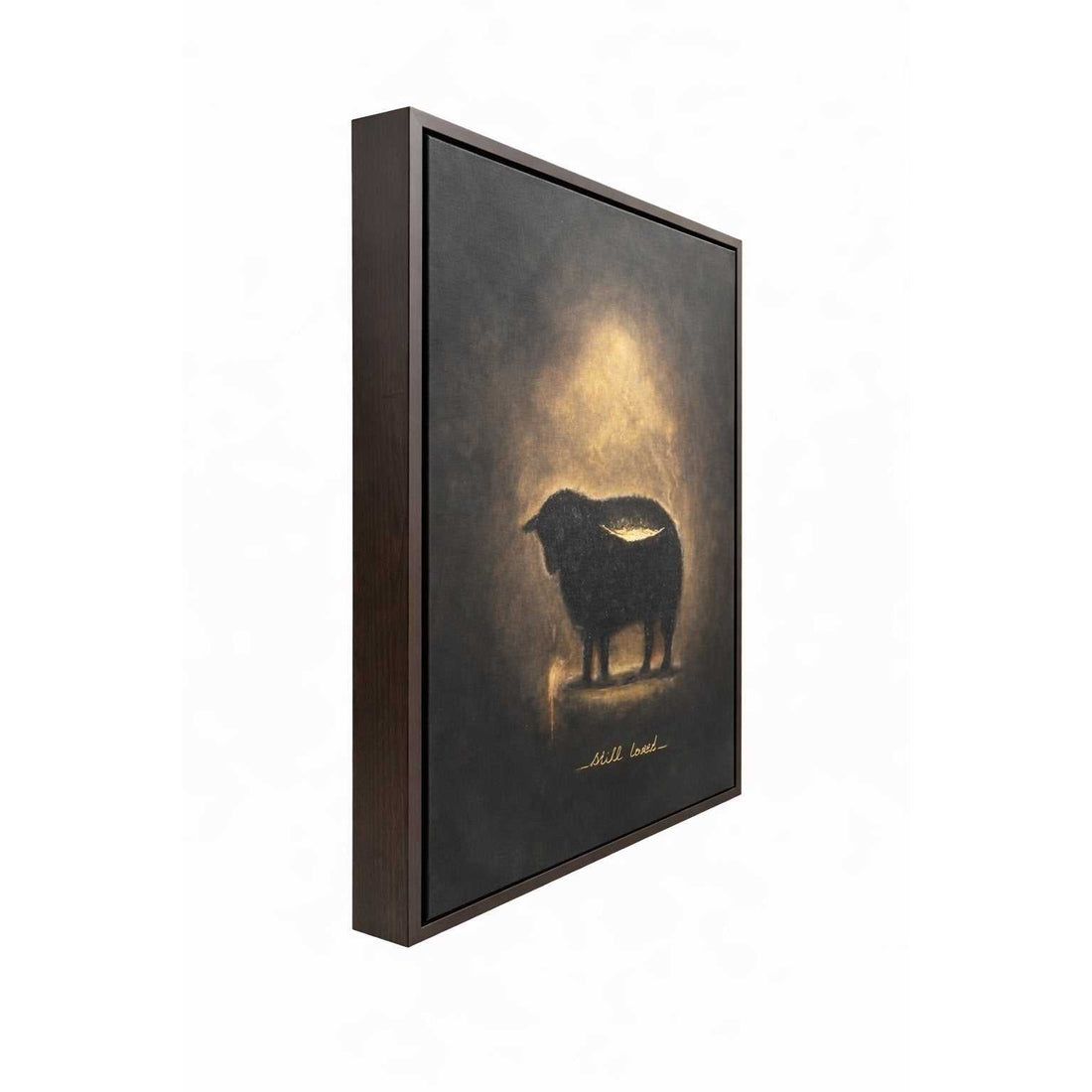 Black Sheep – Original Acrylic Painting with Gold Foil on Canvas Framed 20x24x4