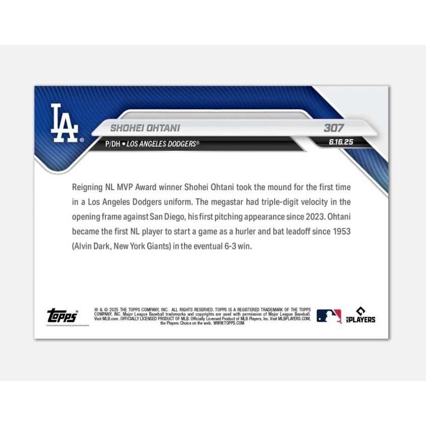 Shohei Ohtani 2025 Topps NOW #307 MLB Dodgers Pitching Debut SP
