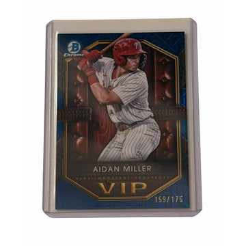/175 Aidan Miller 2025 Bowman Chrome VIP-19 Blue Refractor Phillies Prospect