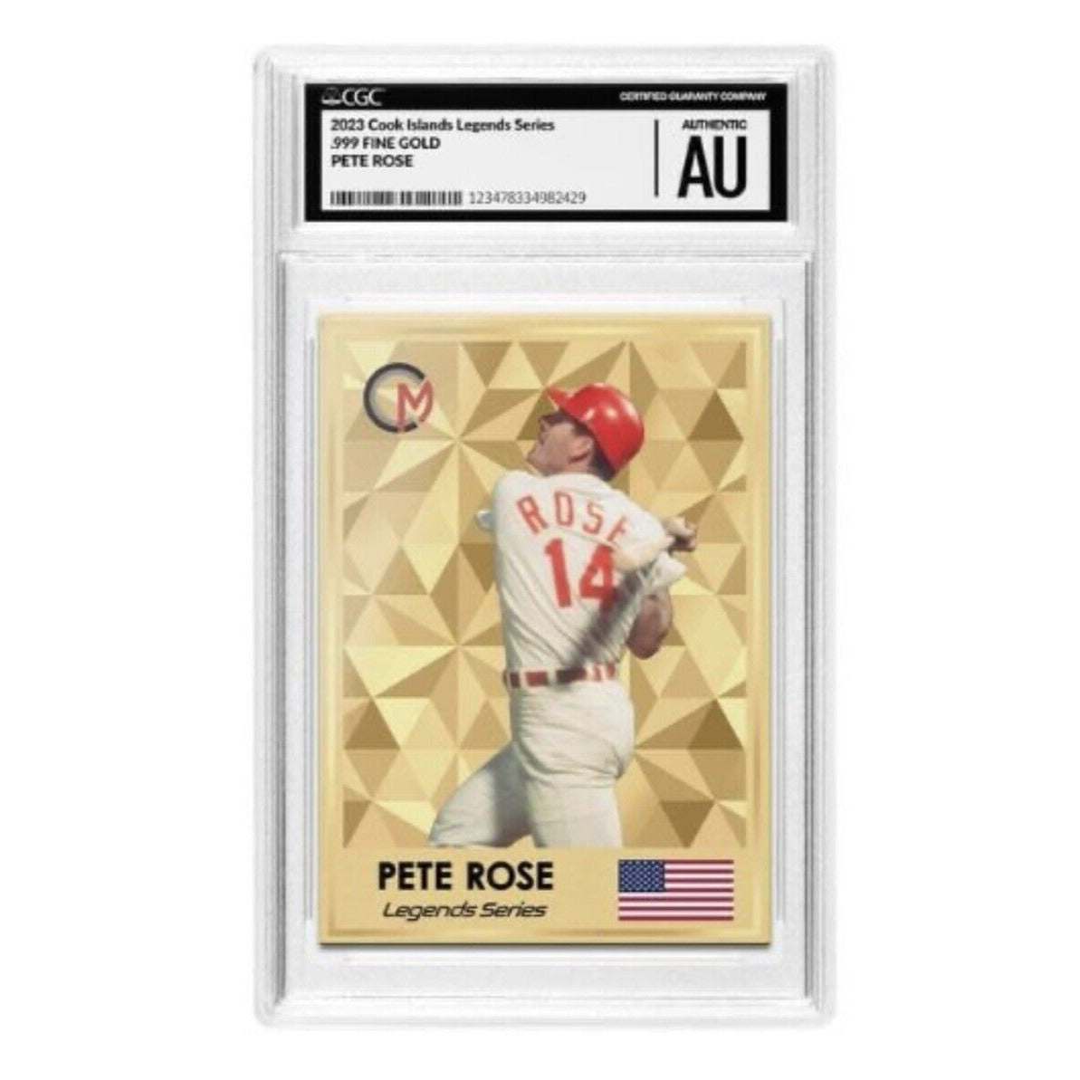 2023 Cook Islands Pete Rose Legends Series gold proof card with .5 gram gold in protective case