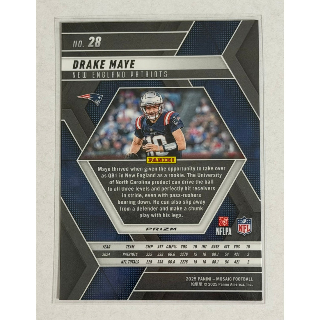 2025 Panini Mosaic Drake Maye 28 2025 Panini Mosaic Drake Maye 28 NFL New England Patriots Mosaic Prizm QB