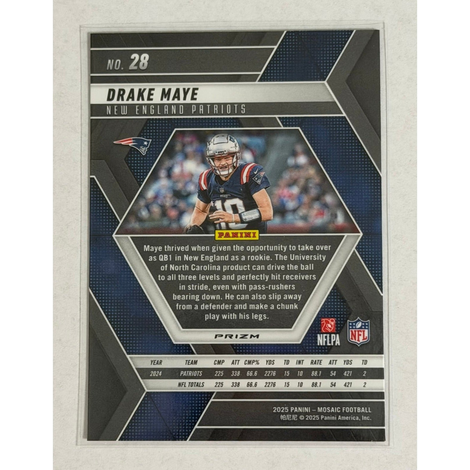 2025 Panini Mosaic Drake Maye 28 2025 Panini Mosaic Drake Maye 28 NFL New England Patriots Mosaic Prizm QB
