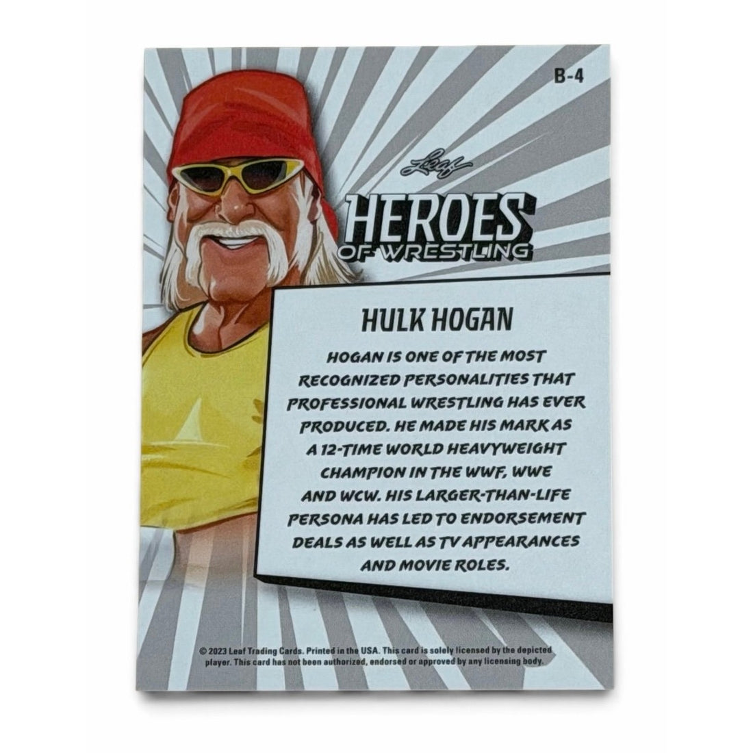 2023 Leaf Heroes of Wrestling Hulk Hogan B-4 WWE WWF WCW Wrestling Card