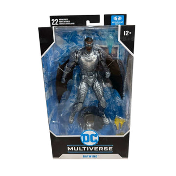 McFarlane DC Multiverse Batwing Batman Inc 7-inch action figure in sealed packaging with articulated armor and accessories