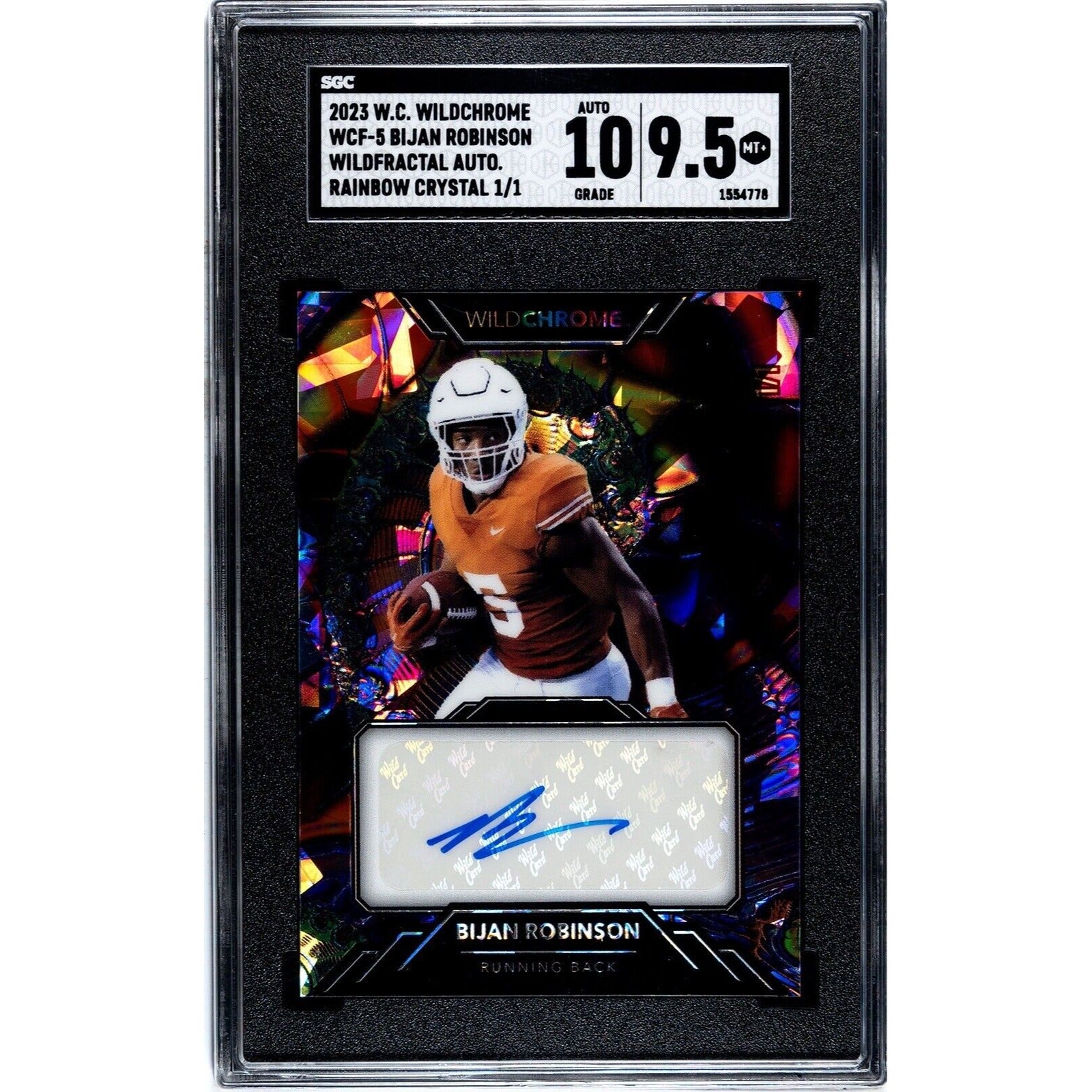 1/1 Bijan Robinson* RC Auto 2023 WildChrome Crystal Glass #WCG-5 Falcons SGC 9.5