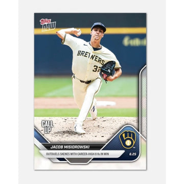 8560 Printed Jacob Misiorowski RC 2025 MLB Topps NOW Card #349 Brewers Rookie