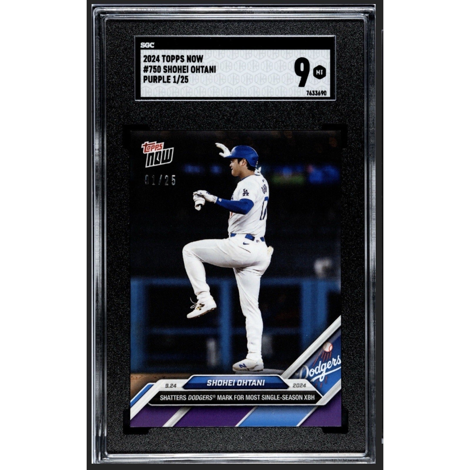 1/25 2024 Topps Now Shohei Ohtani Card #750 Shatters Dodgers XBH Record! - SGC 9