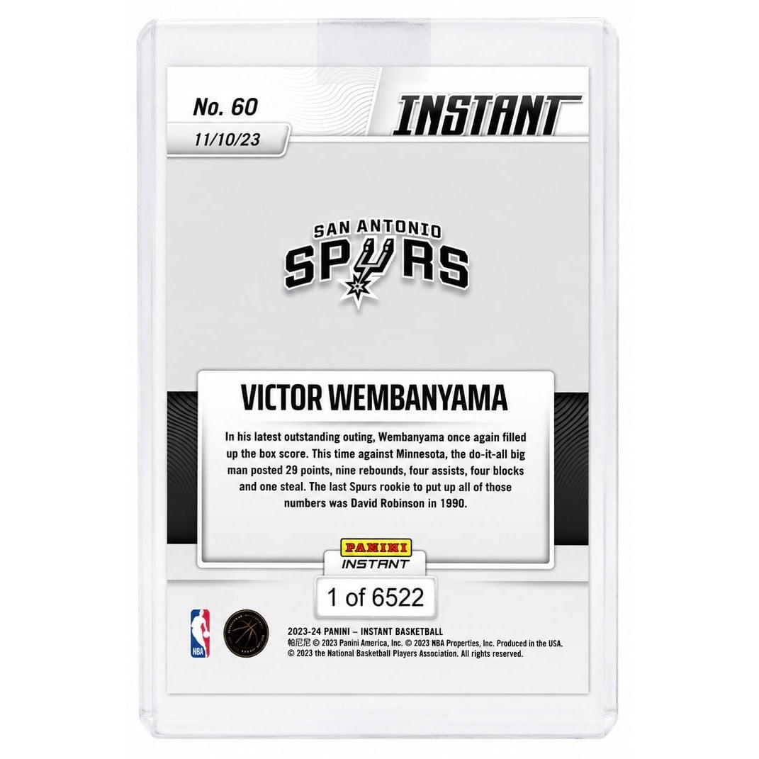 6522 Printed Victor Wembanyama RC 2023-24 Panini Instant #60 NBA SA Spurs