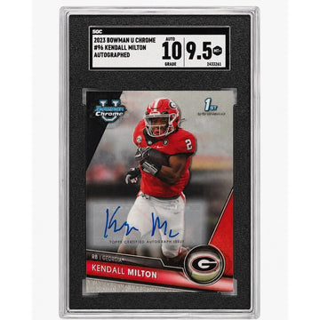 Kendall Milton RC Auto 2023 Bowman U Chrome 1st Bowman UGA #96 SGC 9.5