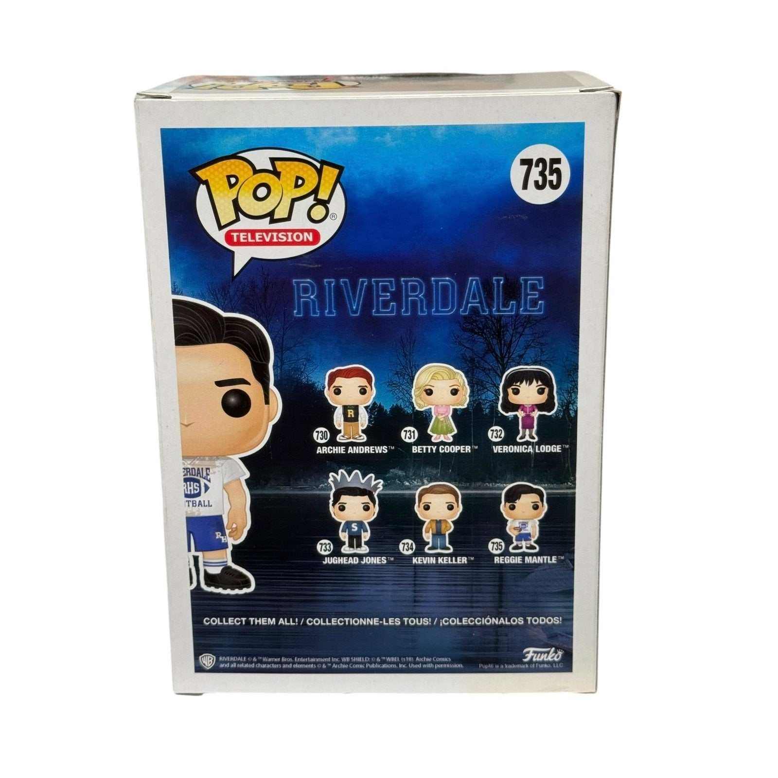 Reggie Mantle Funko Pop 735 figure in RHS football uniform from Riverdale TV series box back view
