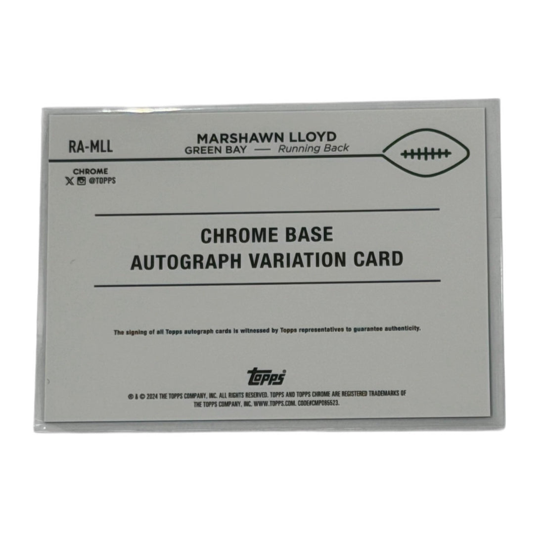/199 Marshawn Lloyd RC 2024 Topps Chrome Auto RA-MLL NFL Green Bay
