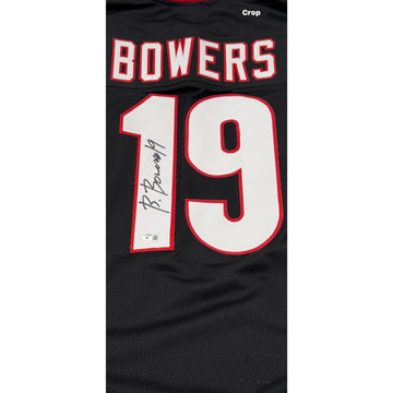 LOW POP! Brock Bowers Signed UGA Georgia Bulldogs Black Jersey - Beckett WIT #19