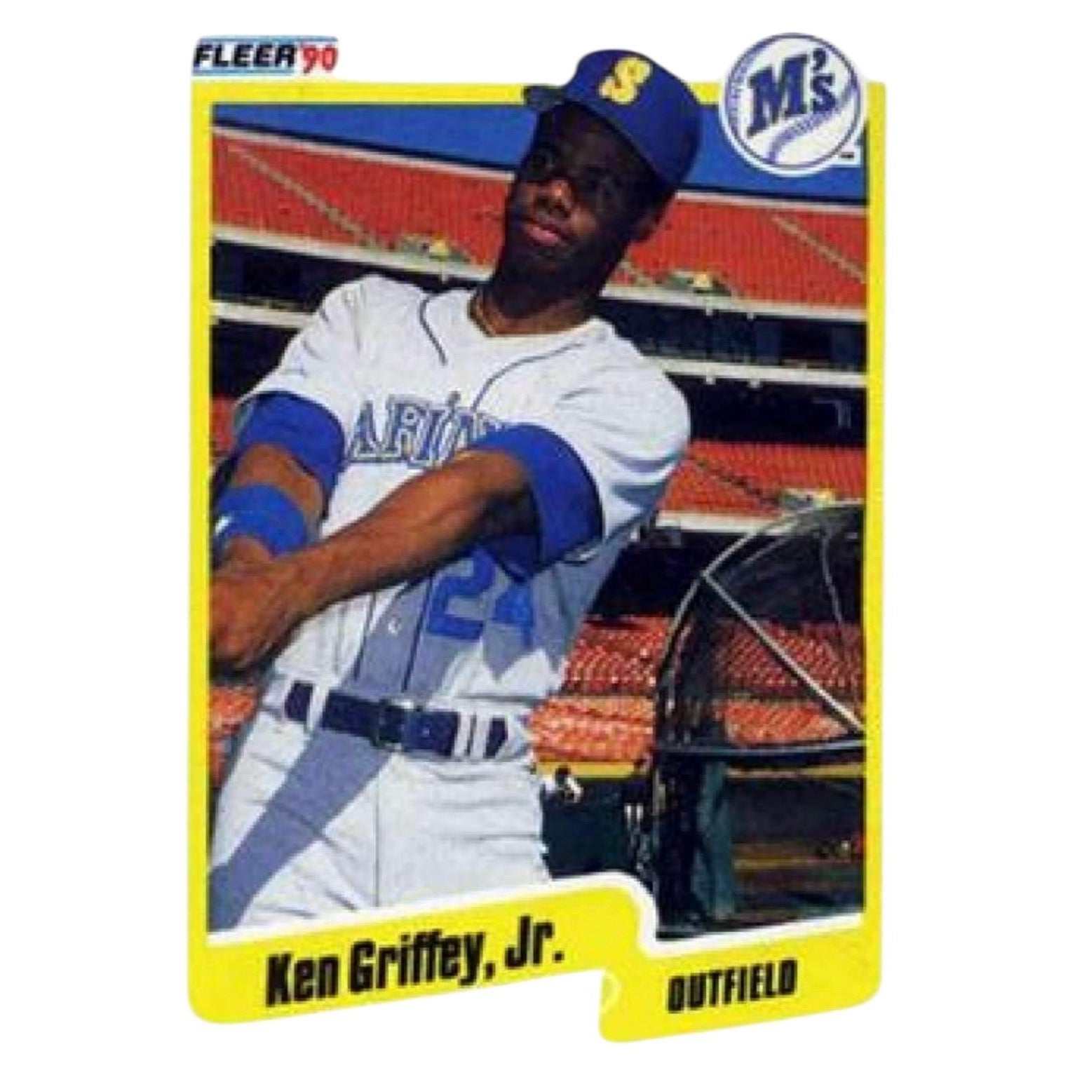 1990 Fleer Baseball Ken Griffey Jr rookie card outfield Seattle Mariners yellow border