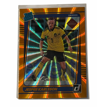 Jesper Karlsson RC 2021-22 Panini Donruss Orange Laser Rated Rookie #199 Sweden