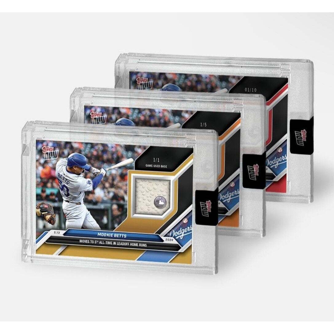 84 125 Mookie Betts relic baseball card 2024 MLB Topps Now LA Dodgers game-used base