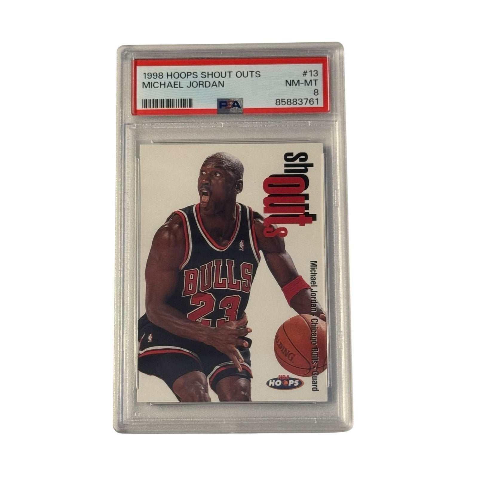 1998 Hoops Shout Outs Michael Jordan PSA 8 NM Chicago Bulls basketball card