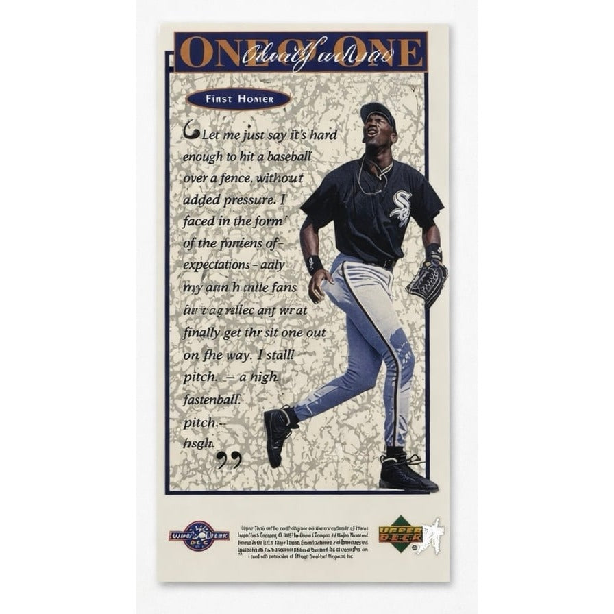 Michael Jordan 1995 Upper Deck FIRST HOMER MLB Chicago White Sox Card #8