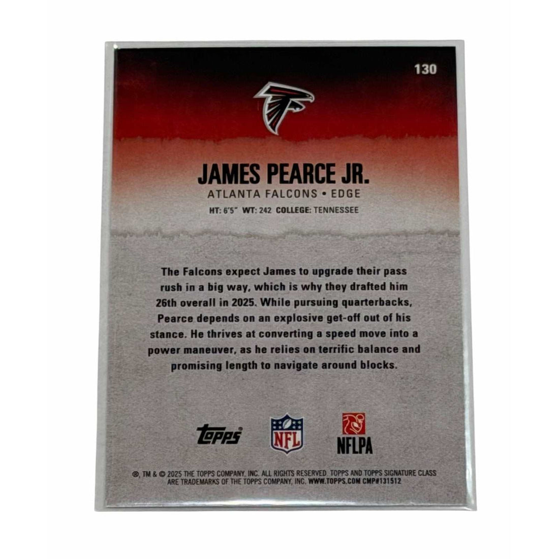 James Pearce Jr RC 2025 Topps James Pearce Jr RC 2025 Topps Signature Class NFL Atlanta Falcons Card 130