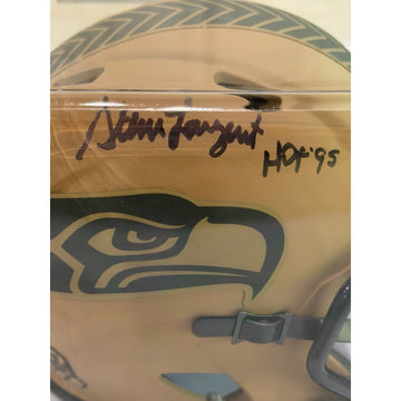 Salute To Service Steve Largent Signed Seattle Seahawks  Riddell Mini Helmet COA