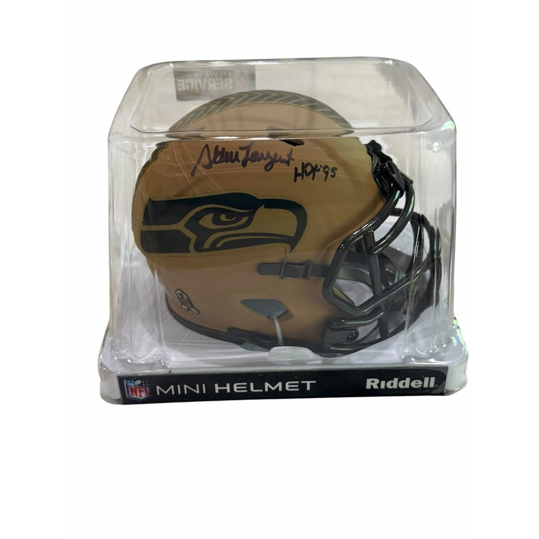 Salute To Service Steve Largent Signed Seattle Seahawks  Riddell Mini Helmet COA
