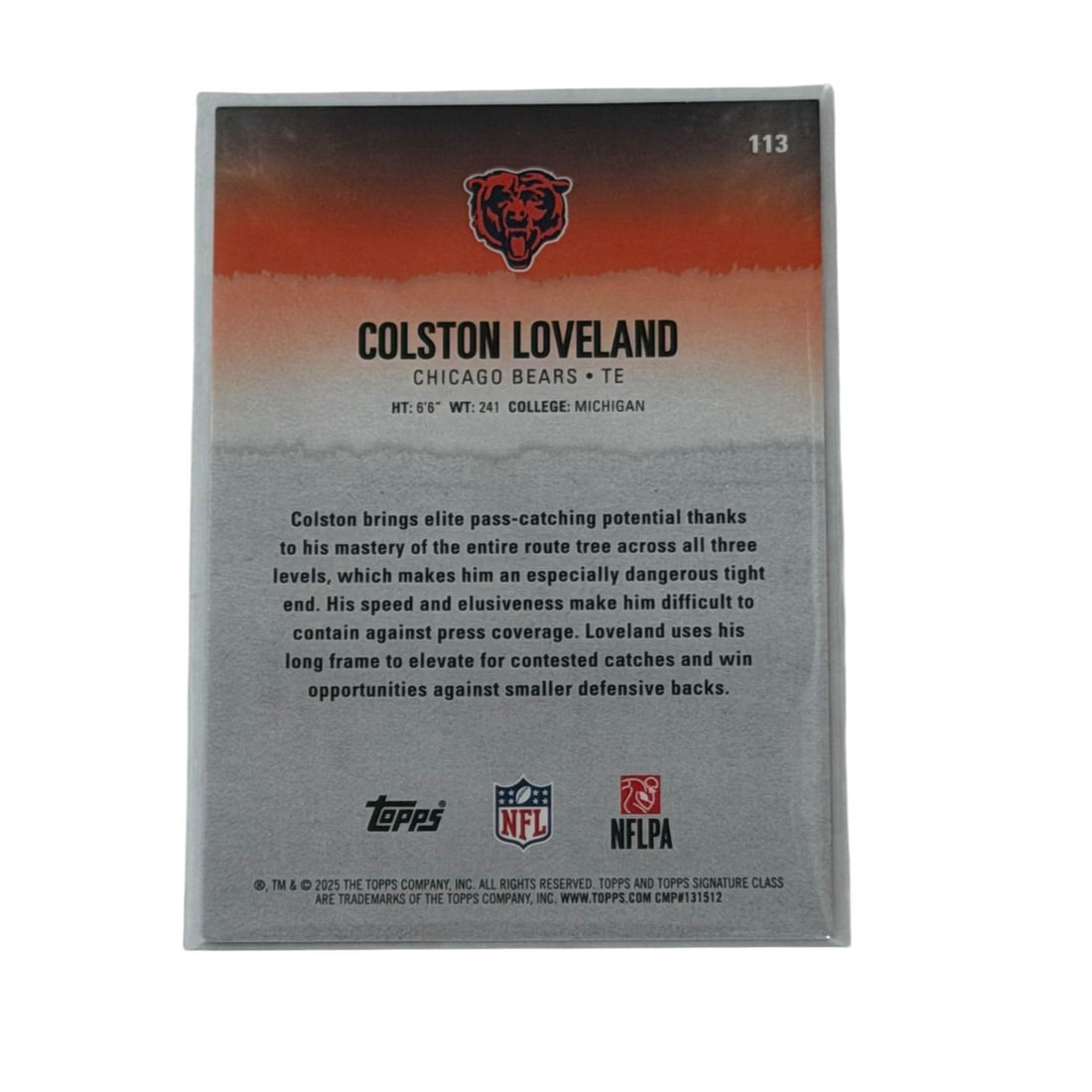 Colston Loveland RC 2025 Topps Signature Colston Loveland RC 2025 Topps Signature Class NFL Chicago Bears Rookie Card 11