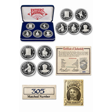 Fathers of Baseball Spalding Silver Proof Coin Set .999 Hutt River #305 COA OGP