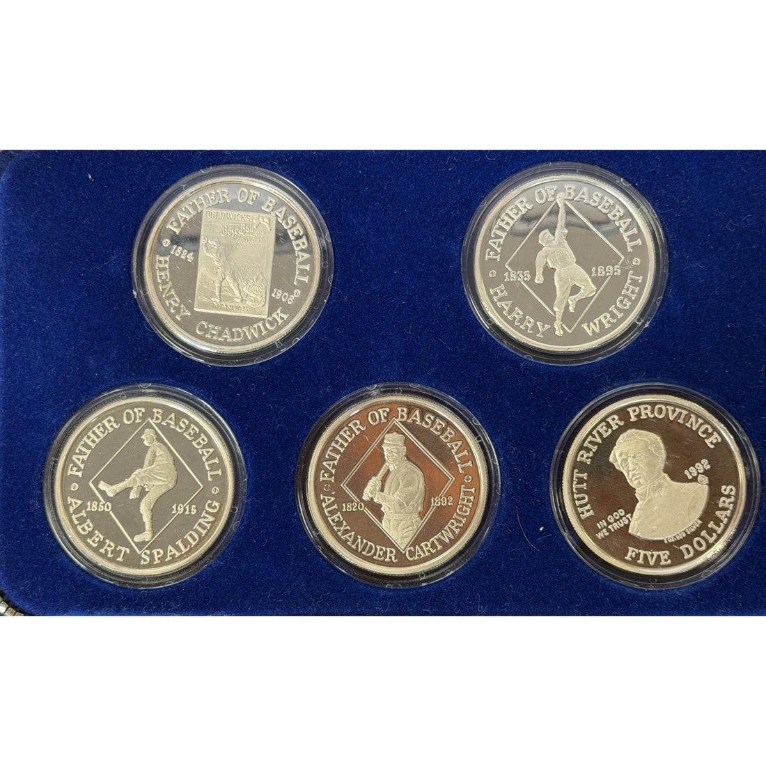 Fathers of Baseball Spalding Silver Proof Coin Set .999 Hutt River #305 COA OGP