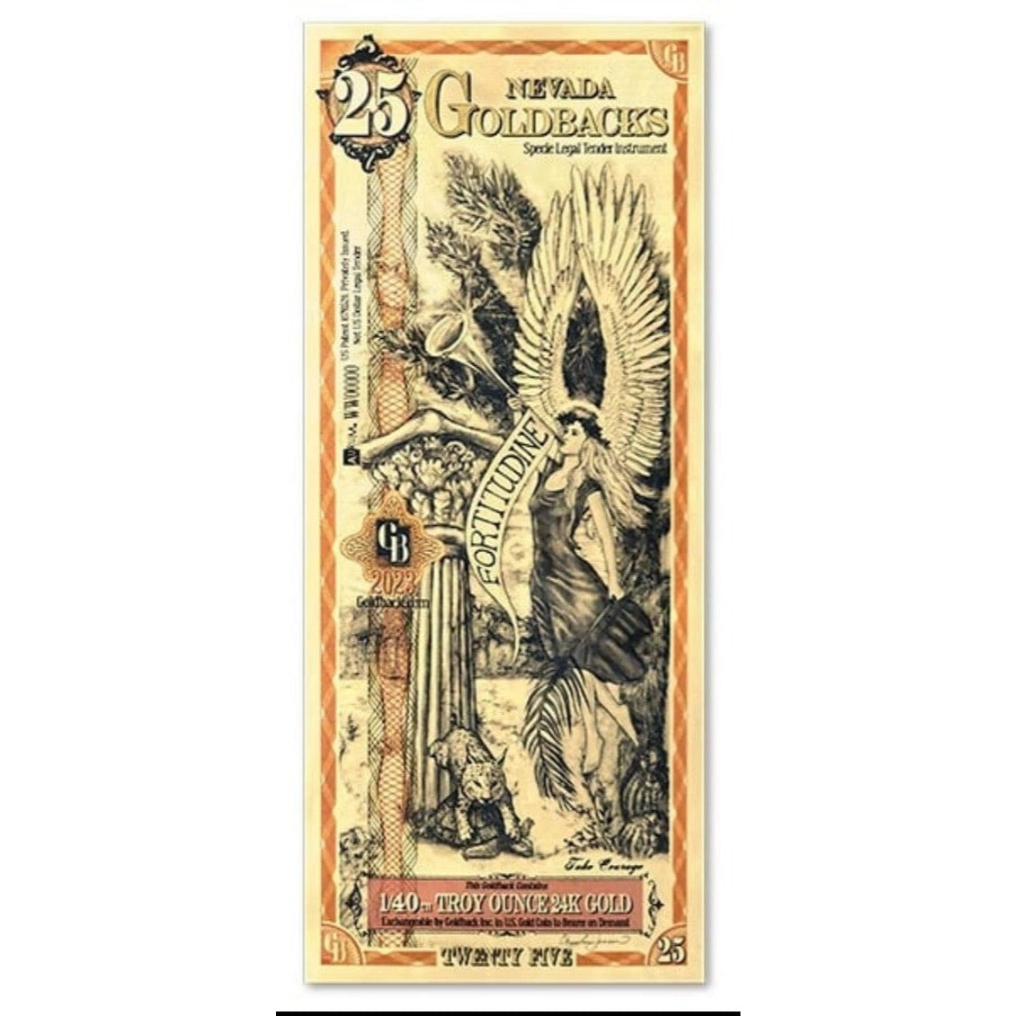 Nevada Goldback 25* Aurum 2022 Note 1/40 oz Real 24K Gold - Collectible Currency
