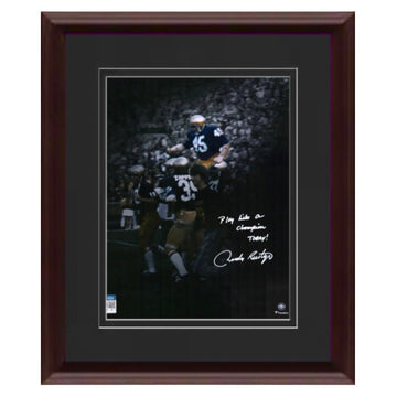RUDY Ruettiger signed framed Notre Dame photo with "Play Like a Champion Today" inscription and COA