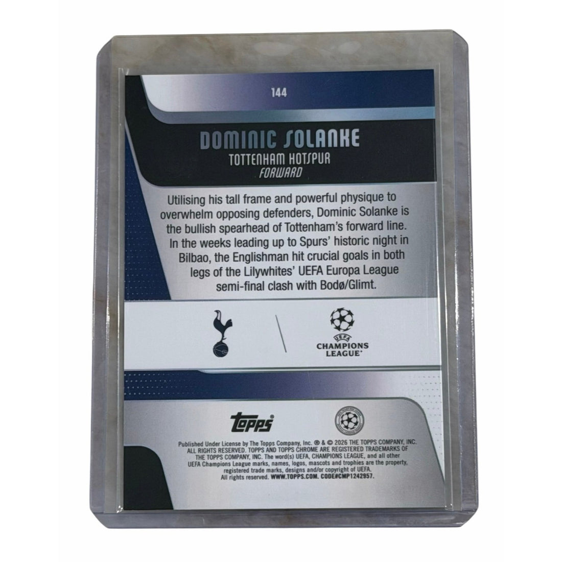 /299 Dominic Solanke Aqua Geometric Refractor Tottenham Hotspur UCL SP