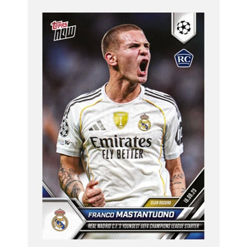 Franco Mastantuono RC 4205 PR 2025-26 UCL Topps NOW Card 7 Real Madrid NM