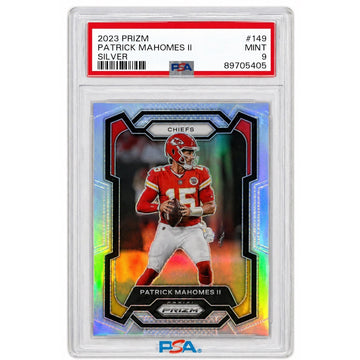 Title:Patrick Mahomes II 2023 Silver Prizm Refractor #149 NFL Chiefs PSA 9
