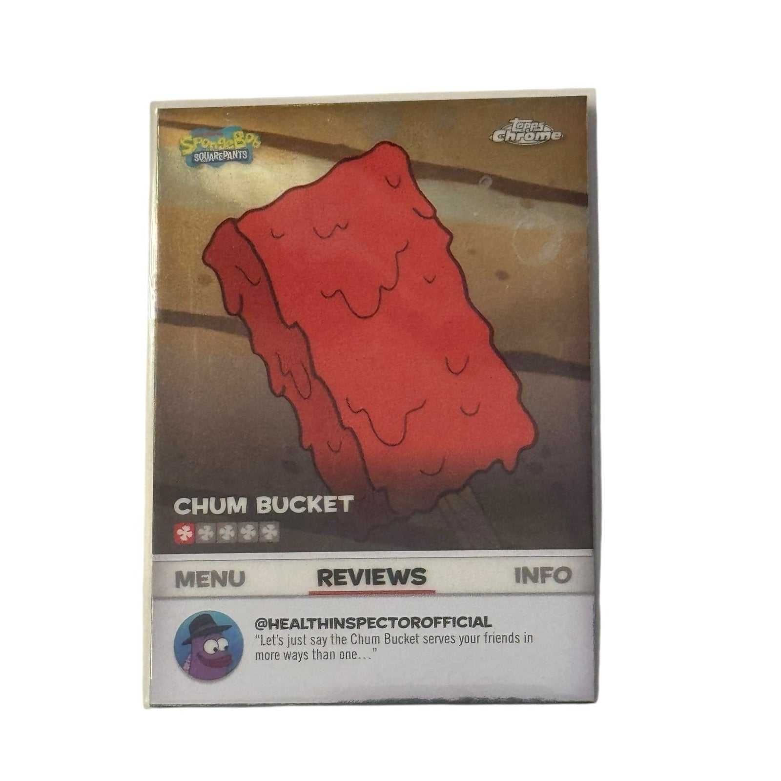 Topps Chrome SpongeBob 25th Anniversary Chumstick Chum Bucket BB-5 trading card with character text and clean edges
