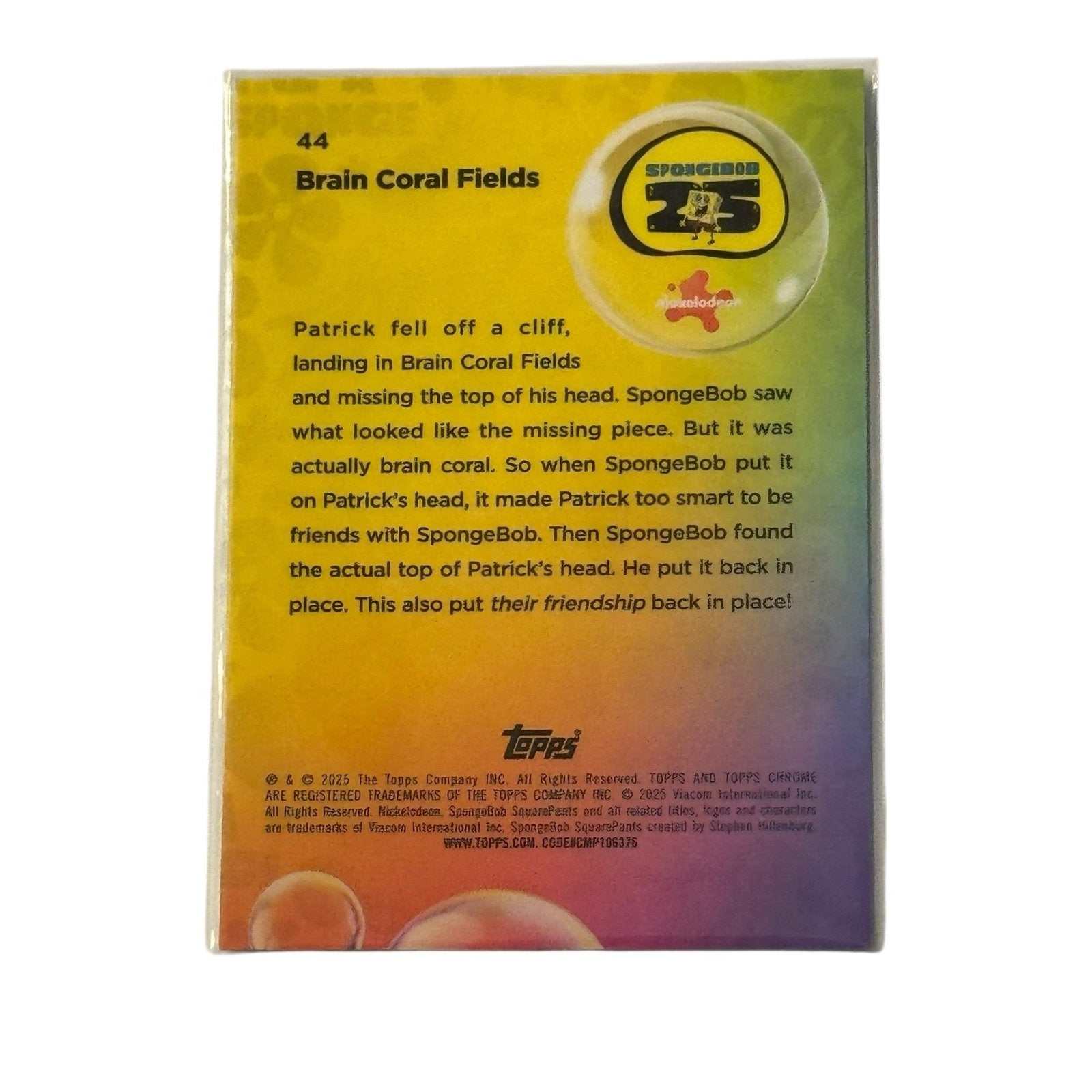2025 Topps Chrome SpongeBob Brain Coral Fields Patrick card near mint condition