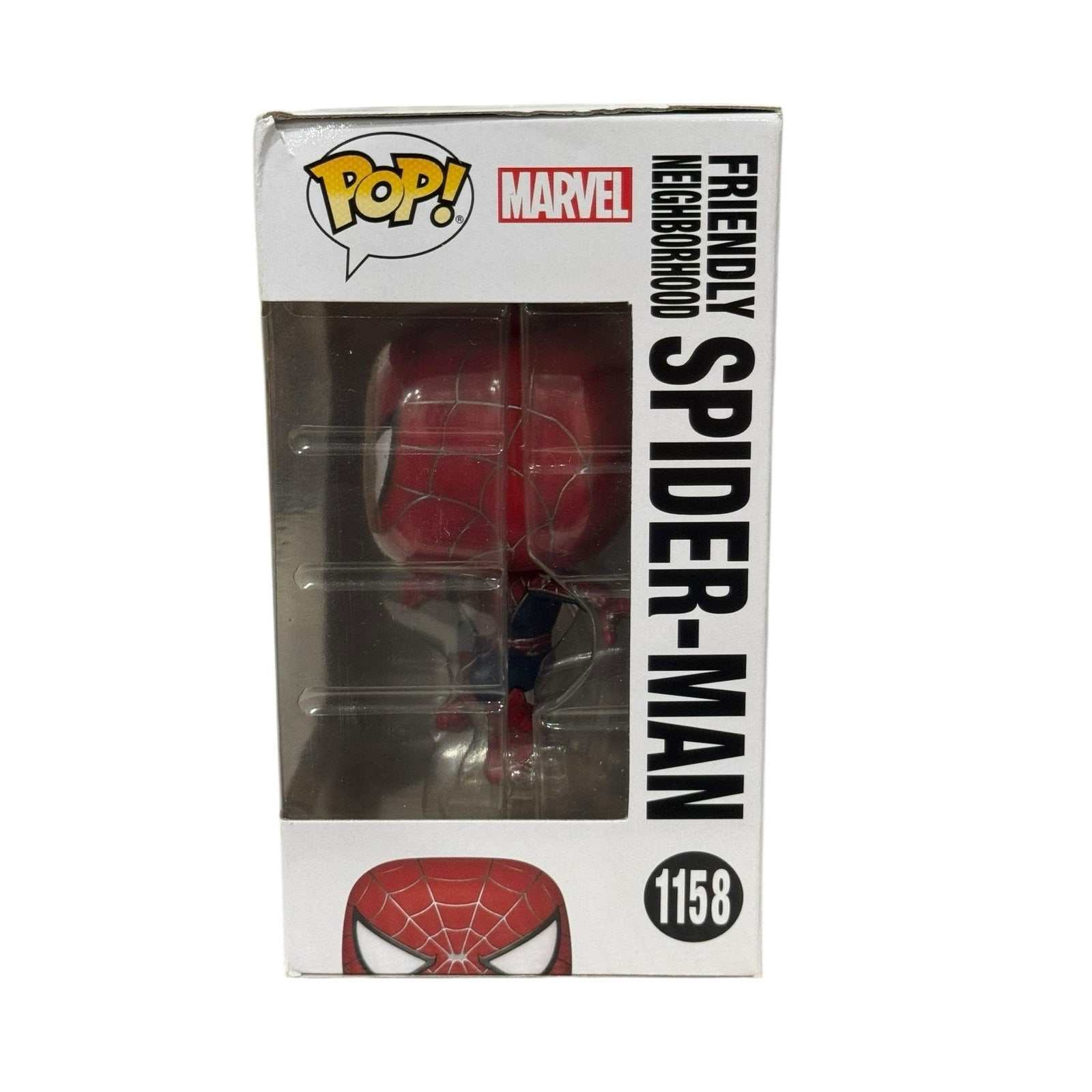 Spider Man No Way Home Friendly Neighborhood Funko Pop vinyl figure in box, Marvel 1158 with Tobey Maguire suit pose