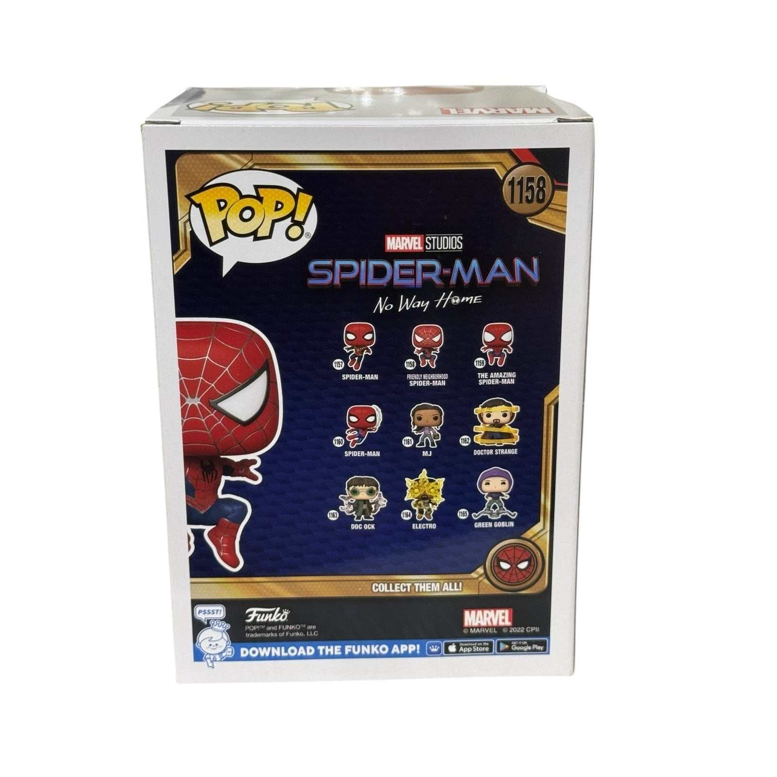 Spider Man No Way Home Funko Pop vinyl figure box showing back design and character collection options