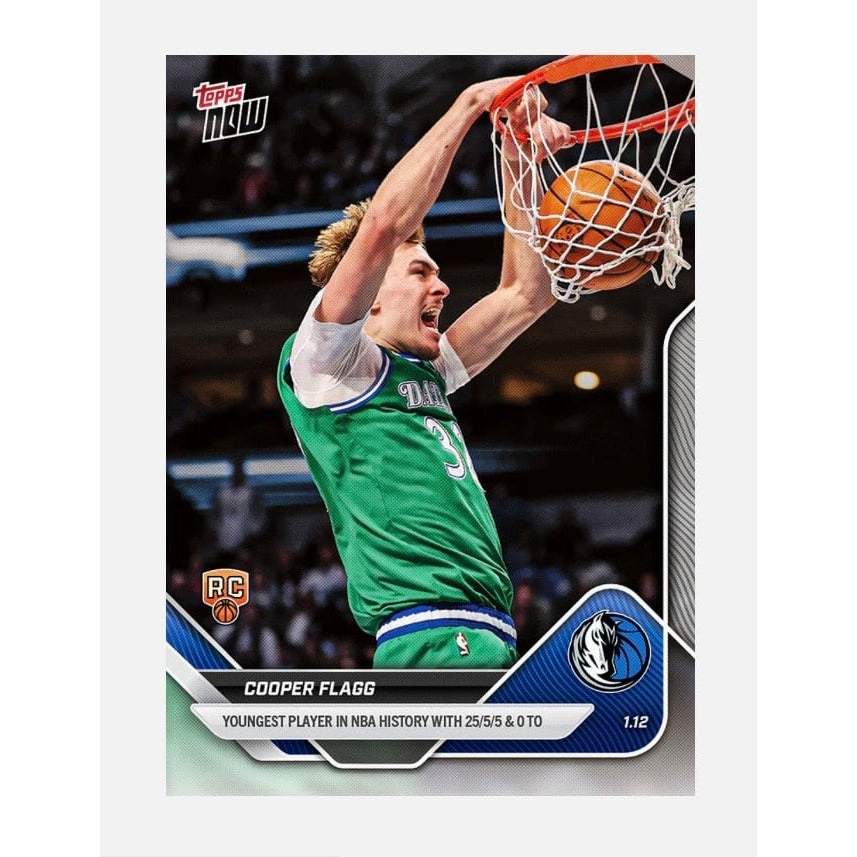 Cooper Flagg Topps NOW Cooper Flagg RC 2026 Topps NOW 124 NBA Dallas Mavericks Rookie Card
