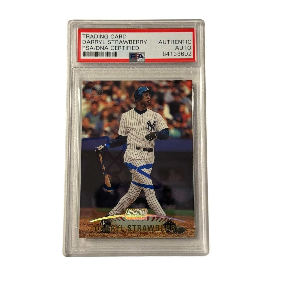 1993 Darryl Strawberry signed Stadium Club baseball card PSA DNA certified Yankees autograph collectible