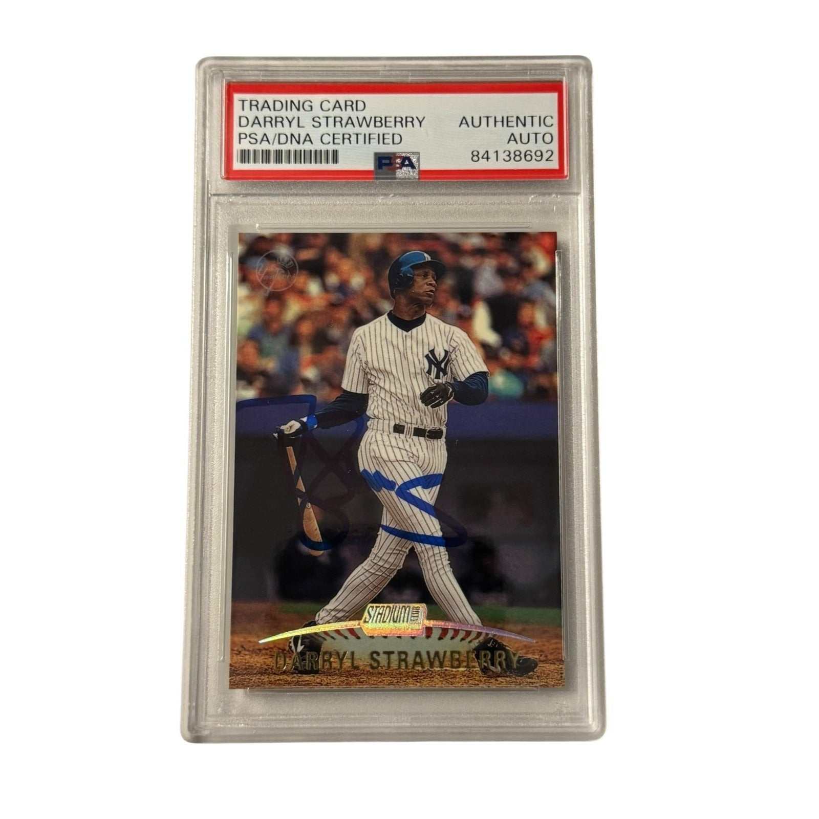 1993 Darryl Strawberry signed Stadium Club baseball card PSA DNA certified Yankees autograph collectible