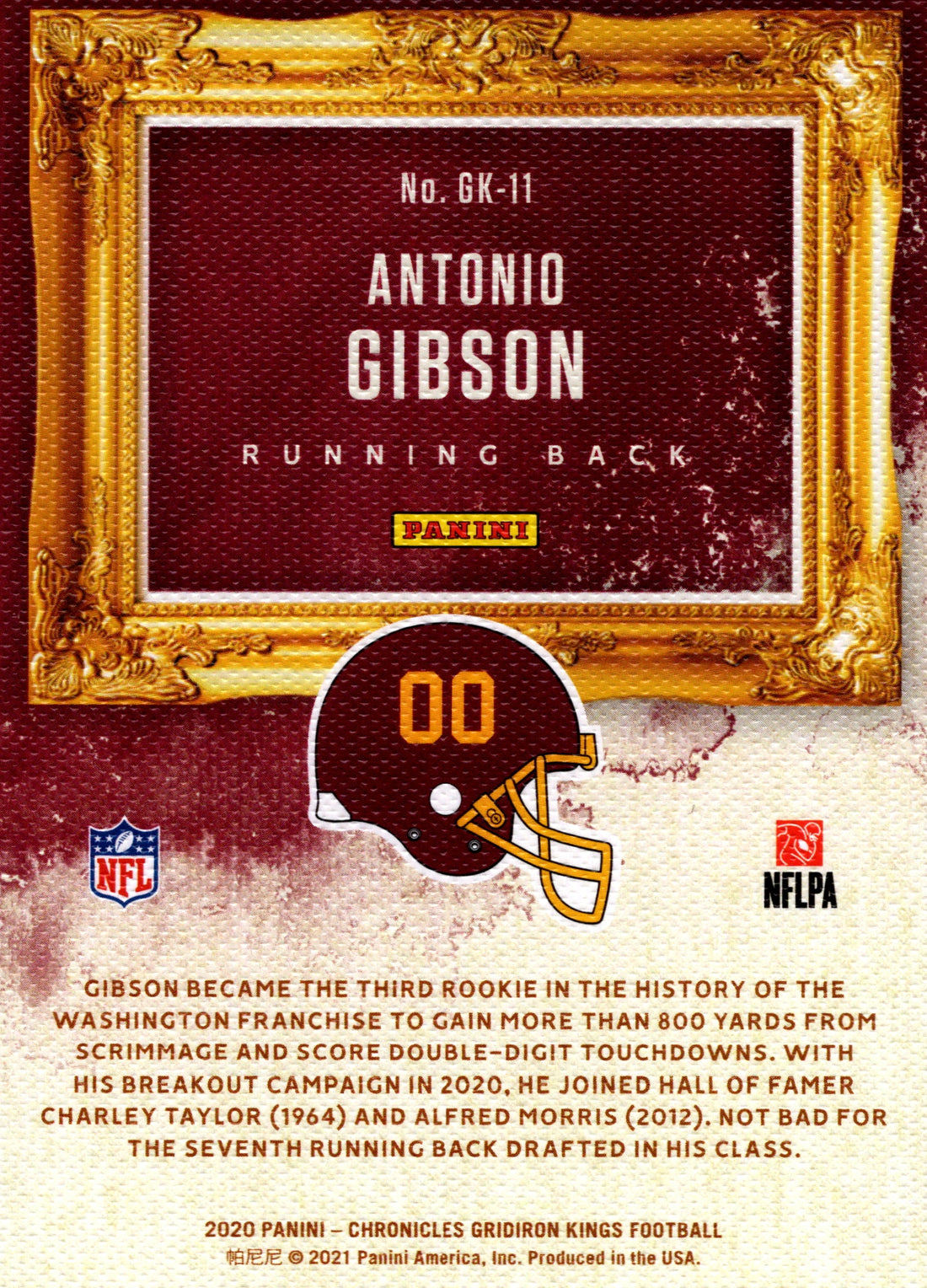 2020 Panini Chronicles Antonio Gibson RC Washington GK-11 NFL Rookie Card