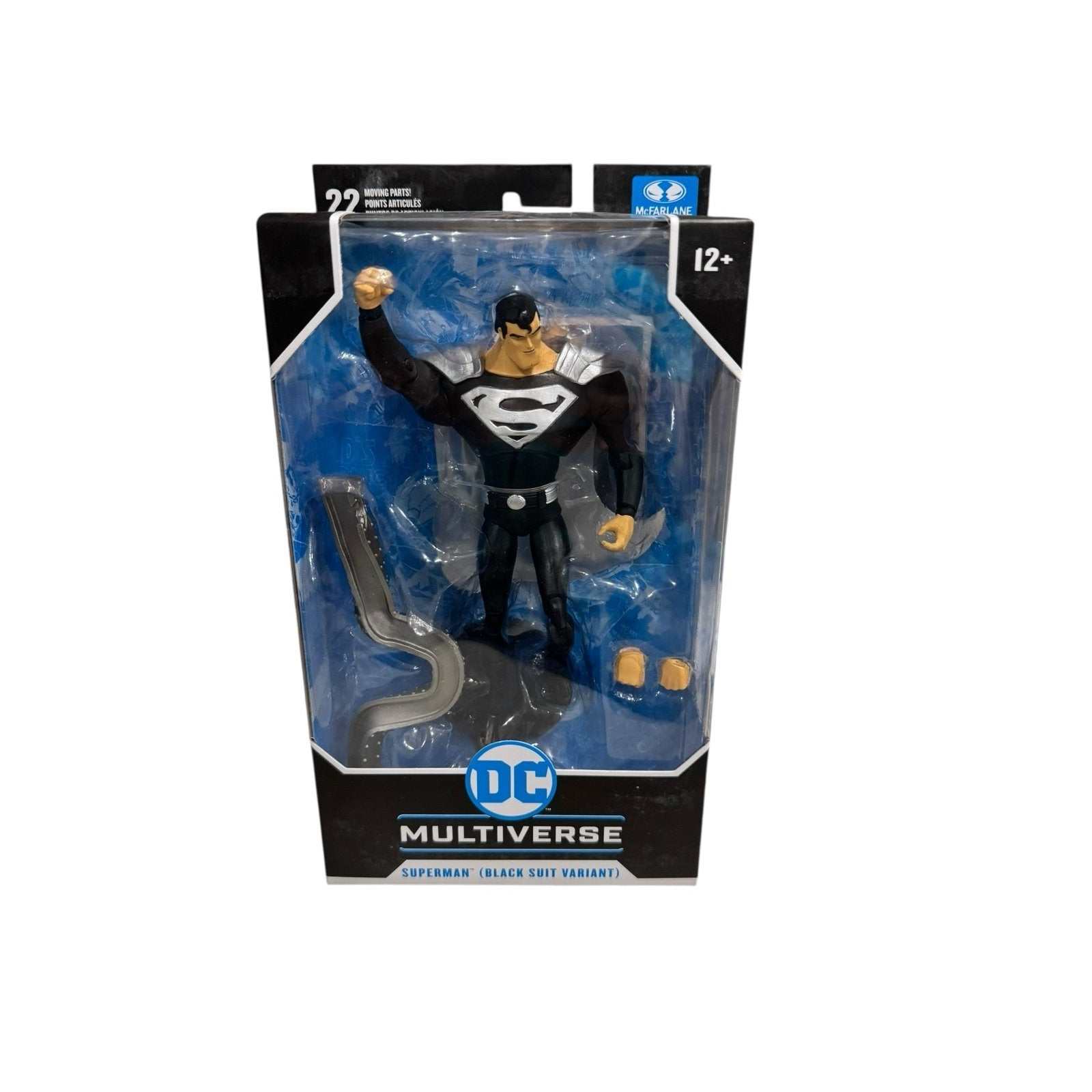 McFarlane DC Multiverse Superman Black Suit Variant 7-inch action figure in sealed packaging