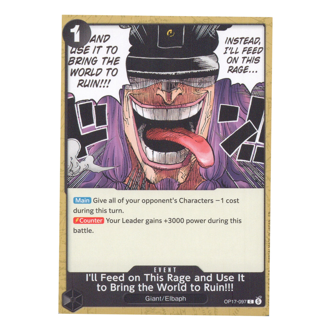 I'll Feed on This Rage OP17-097 Common English One Piece TCG Card NM