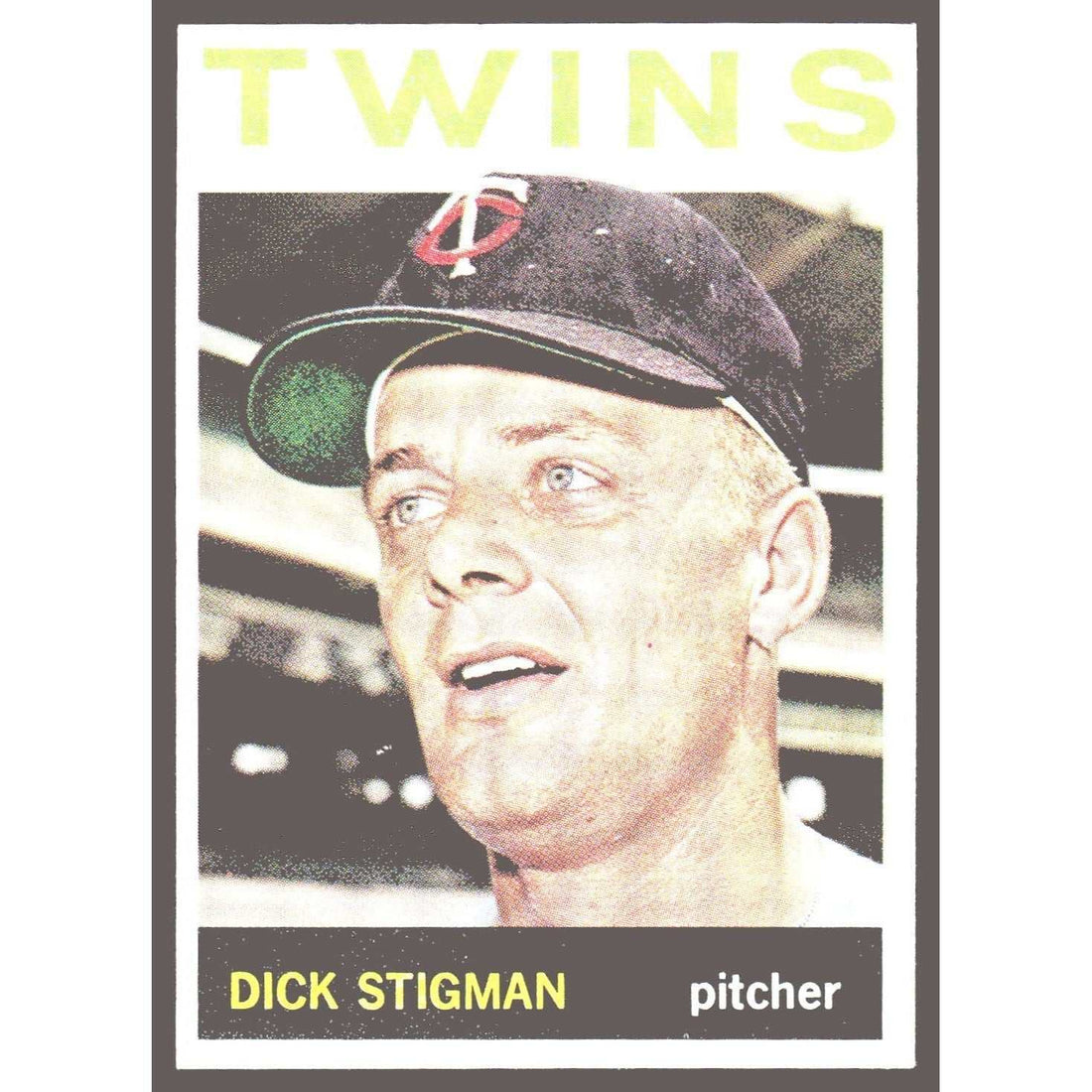 1964 Topps baseball card of Dick Stigman Minnesota Twins pitcher VG-EX condition