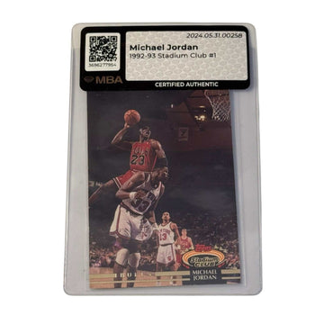 1992 93 Stadium Club Michael Jordan NBA Bulls card certified authentic in protective sleeve