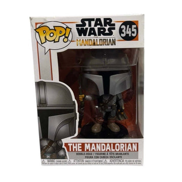 Funko Pop Star Wars The Mandalorian 345 vinyl figure collectible in original packaging with clear window and detailed armor design