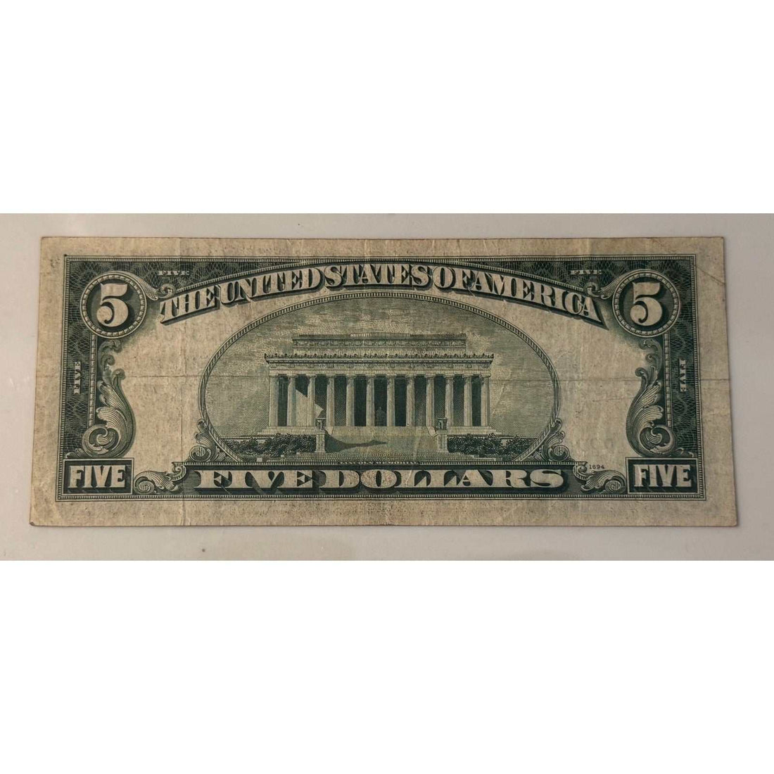 1934 C $5 Silver Certificate Blue Seal with Abraham Lincoln portrait vintage US currency note