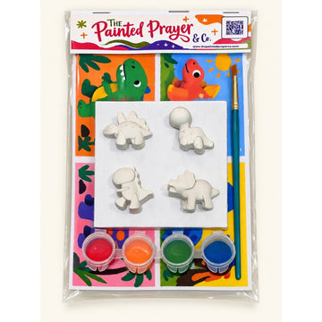 The Painted Prayer & Co Dinosaur Paint Kit 4 Plaster Animal Figures